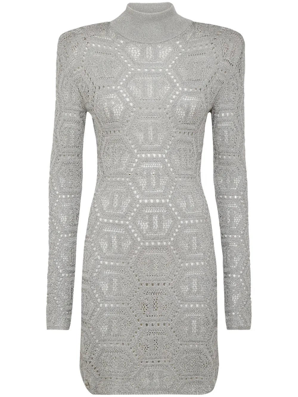 Monogram-Pattern Crochet-Knit Minidress