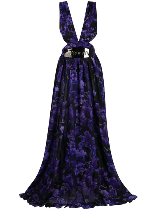 Floral-Print Chiffon Maxi Dress