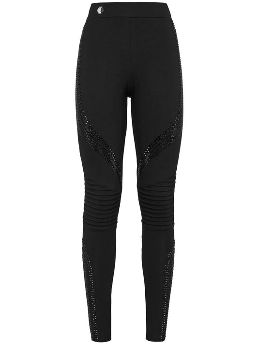 Crystal-Embellished Panelled Leggings