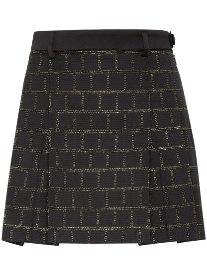 Sartorial Pleated Jacquard Miniskirt