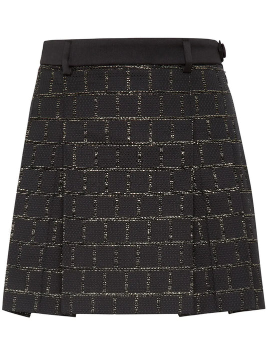 Sartorial Pleated Jacquard Miniskirt