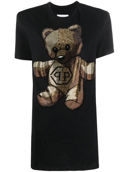 Teddy Bear Crystal-Embellished T-Shirt Dress