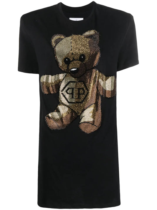 Teddy Bear Crystal-Embellished T-Shirt Dress