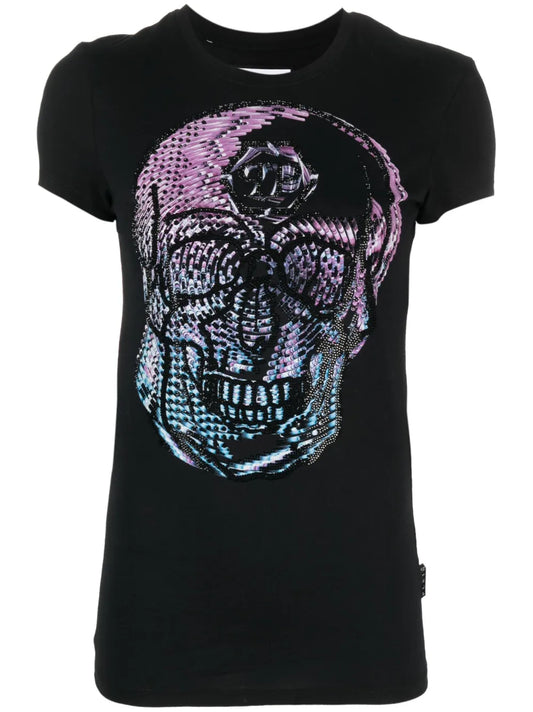 Crystal-Embellished Skull T-Shirt
