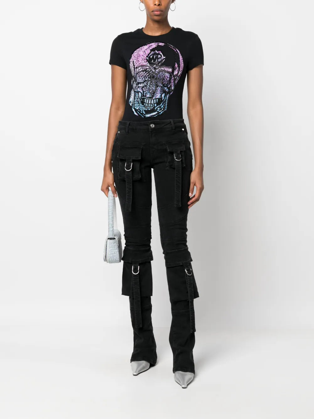 Crystal-Embellished Skull T-Shirt