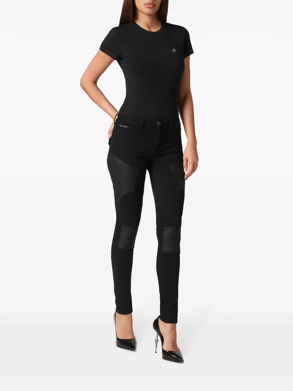Panelled Low-Rise Skinny Jeans