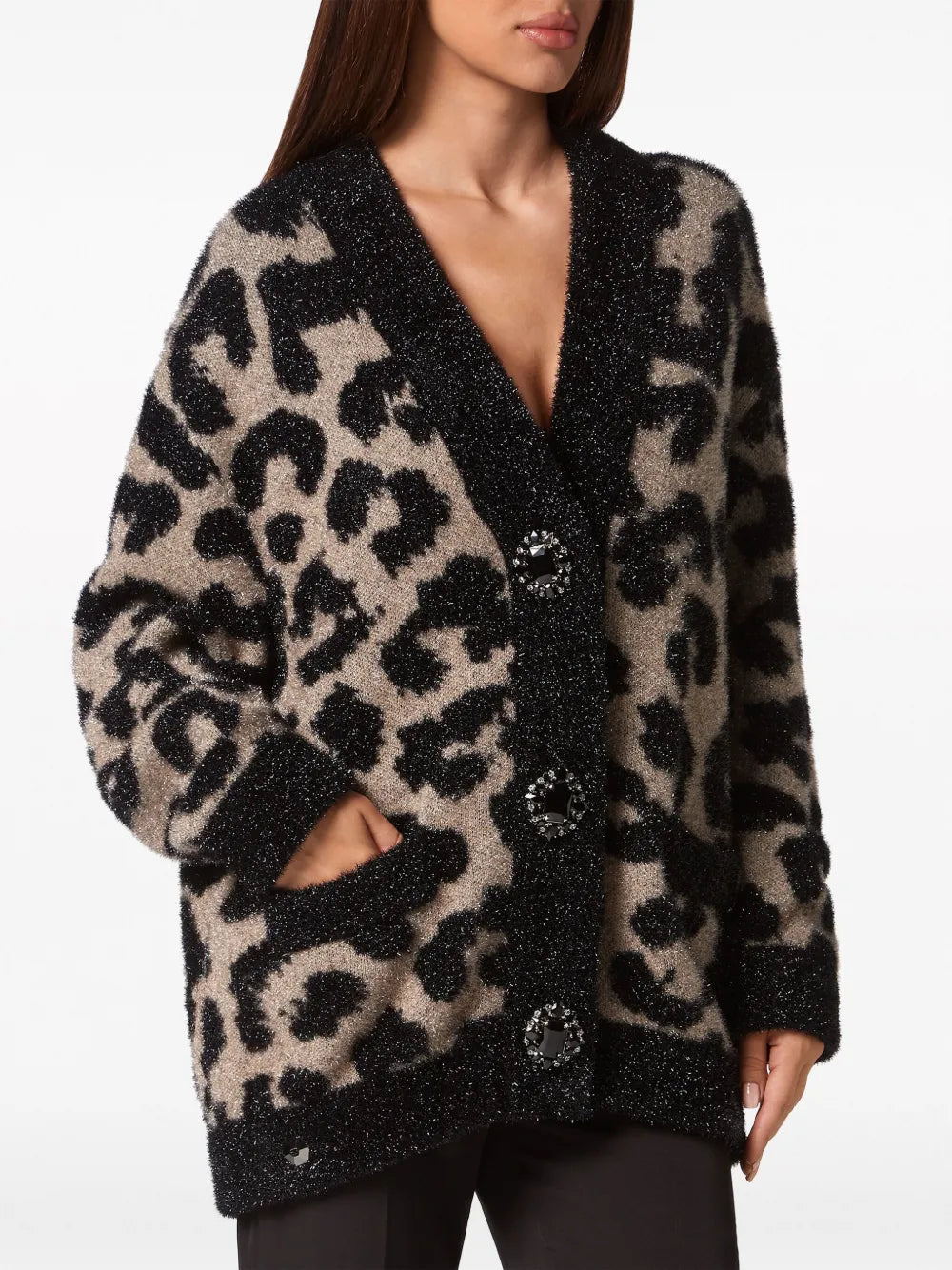 Leopard-Print Lurex Cardigan