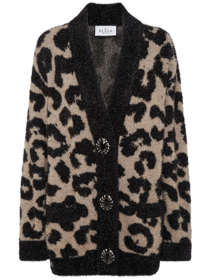 Leopard-Print Lurex Cardigan