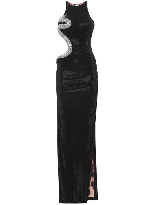 Crystal-Embellished Cut Out-Detail Maxi Dress