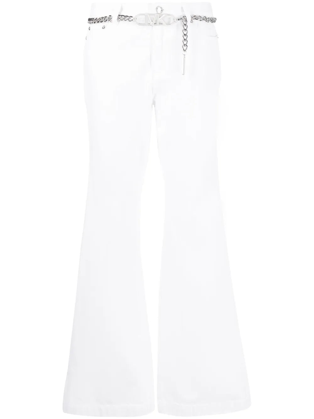 Chain-Link Belt Flared Trousers