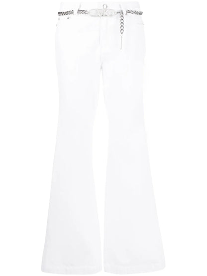 Chain-Link Belt Flared Trousers