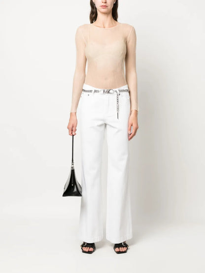 Chain-Link Belt Flared Trousers