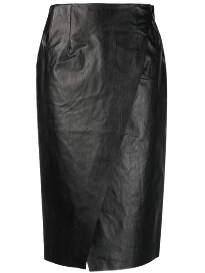 Strap-Detail Wrap Midi Skirt
