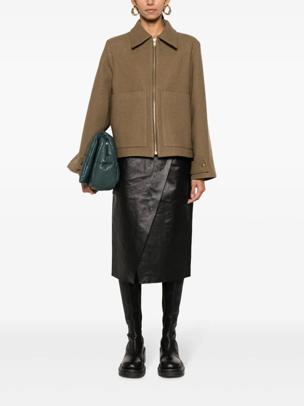 Strap-Detail Wrap Midi Skirt