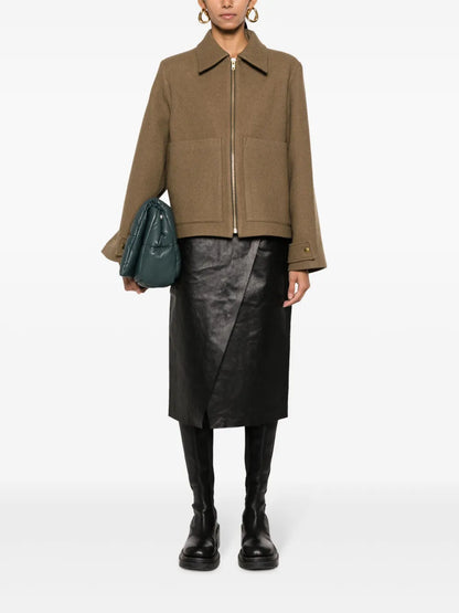 Strap-Detail Wrap Midi Skirt