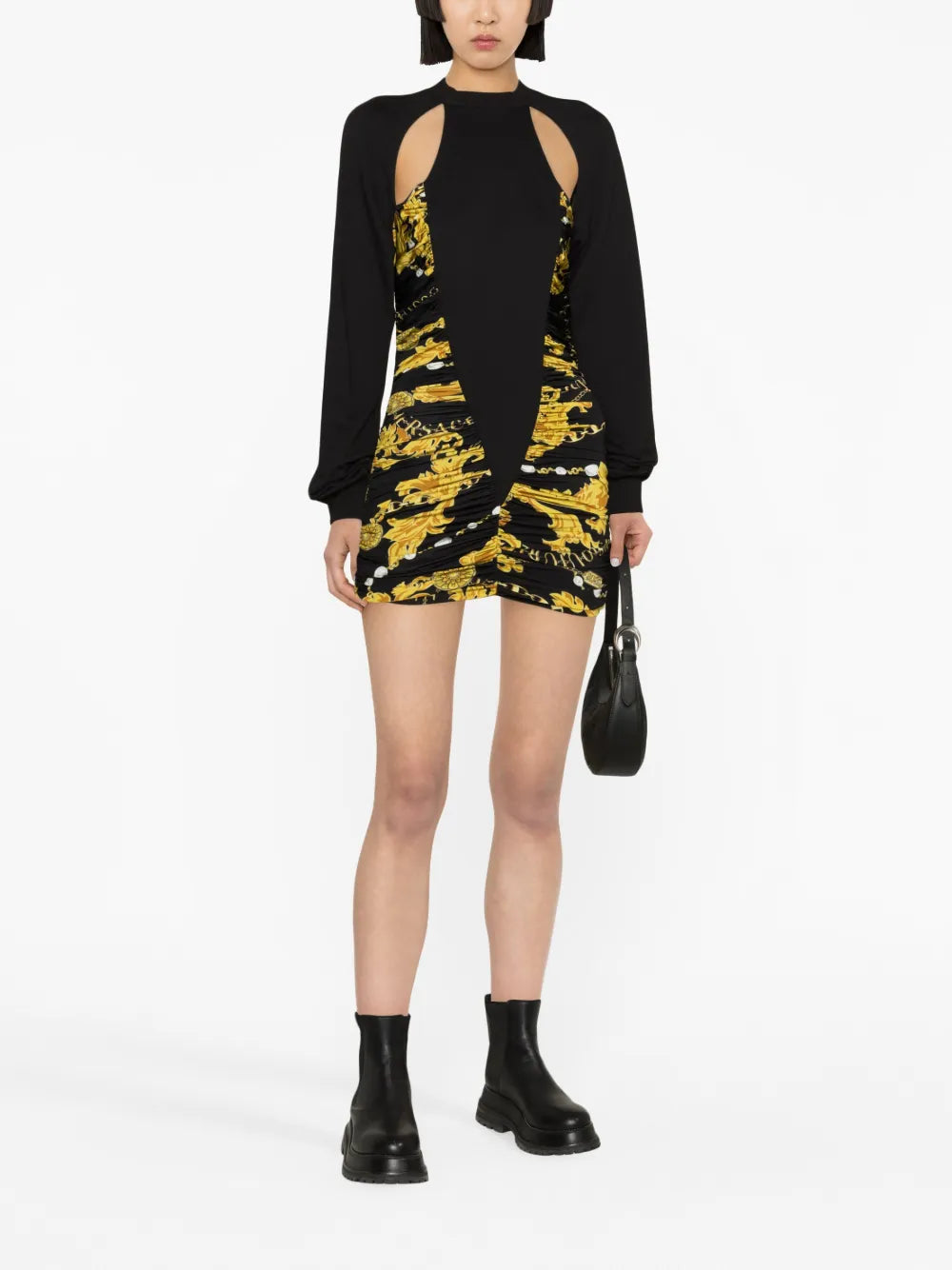 Logo-Print Cut-Out Ruched Minidress