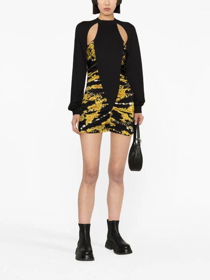 Logo-Print Cut-Out Ruched Minidress