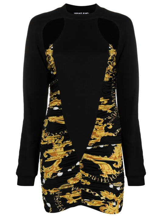Logo-Print Cut-Out Ruched Minidress