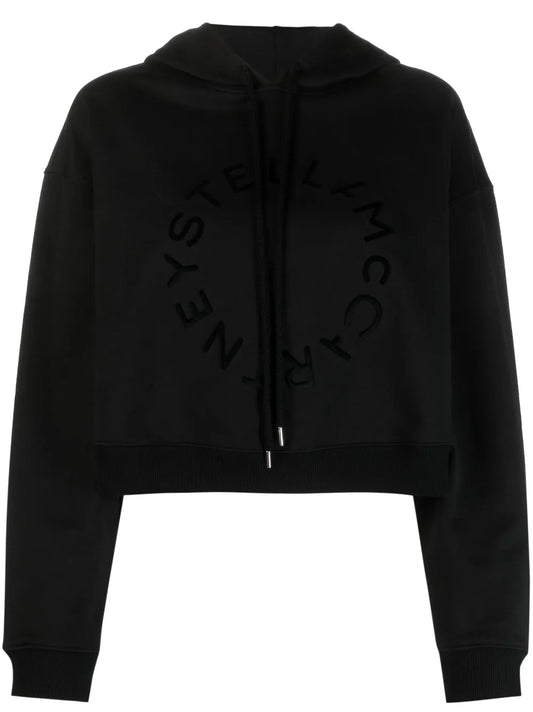 Logo-Print Cropped Cotton Sweatshirt