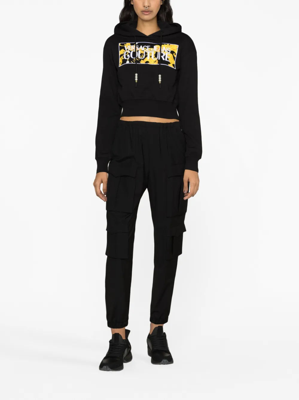 Logo-Patch Cropped Hoodie