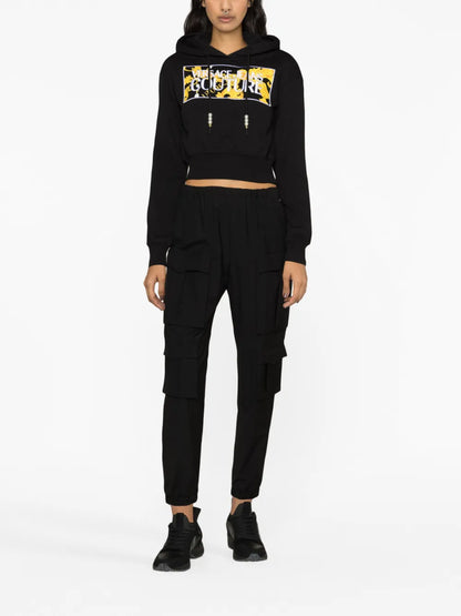 Logo-Patch Cropped Hoodie