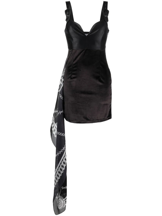 Chain Link-Print Scarf-Detail Minidress