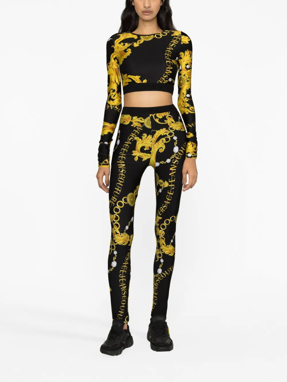 Chain-Print Logo-Waistband Leggings