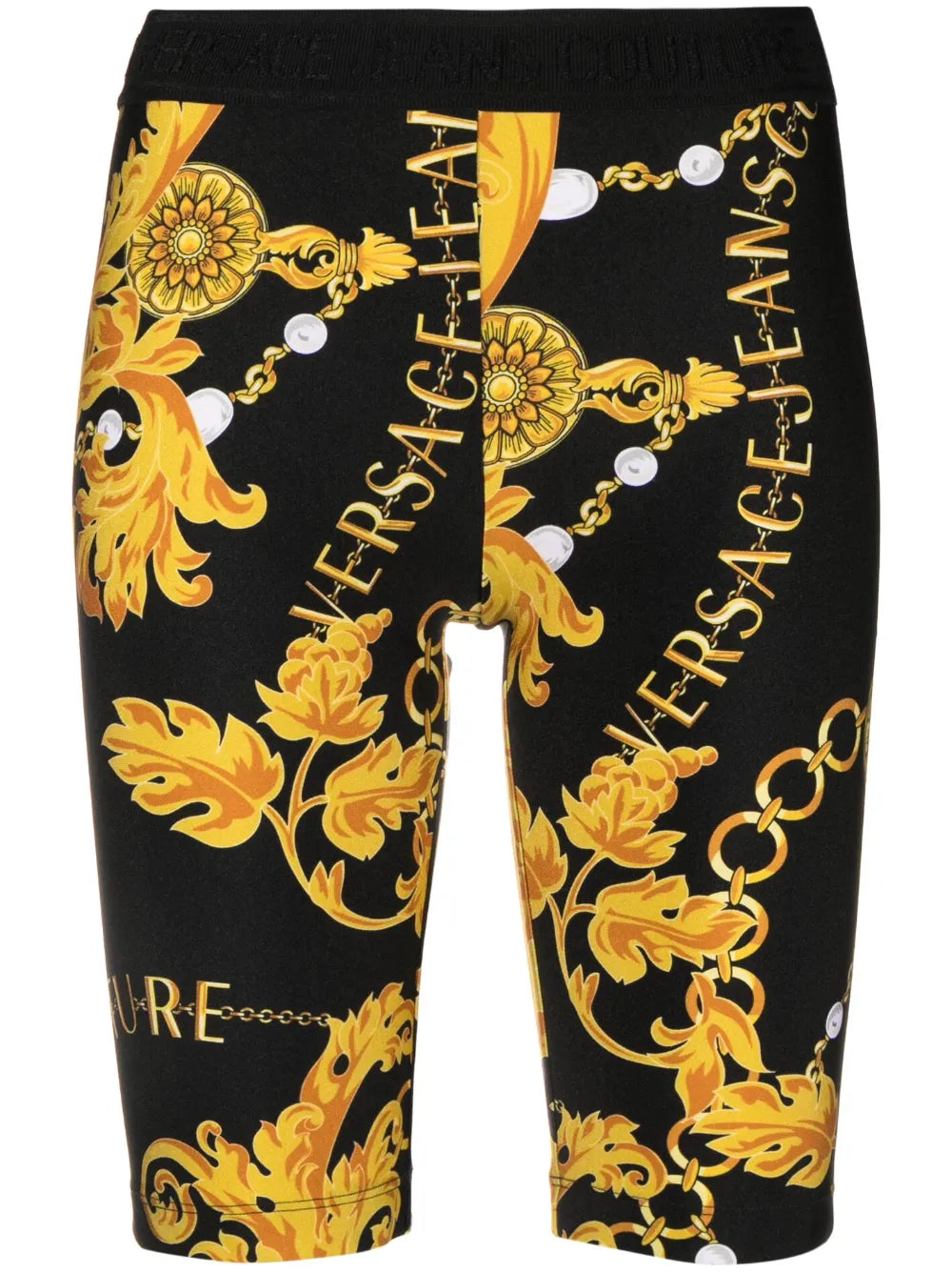 Baroque Couture-Print Cycling Shorts