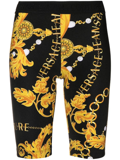 Baroque Couture-Print Cycling Shorts