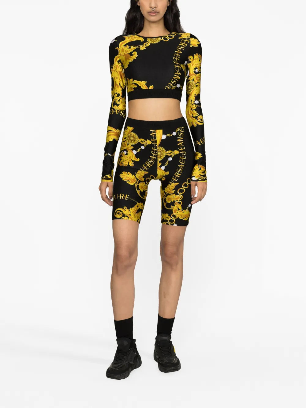 Baroque Couture-Print Cycling Shorts