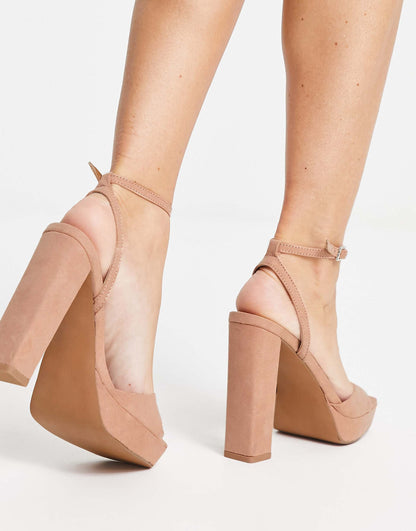 Wide Fit Noun Platform Barely There Block Heeled Sandals