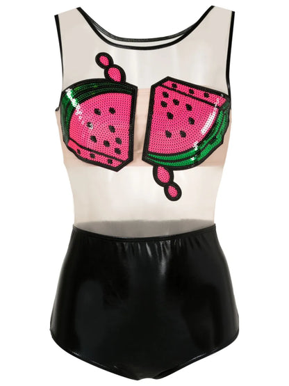 Sequinned Watermelon-Print Swimsuit
