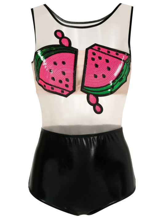 Sequinned Watermelon-Print Swimsuit