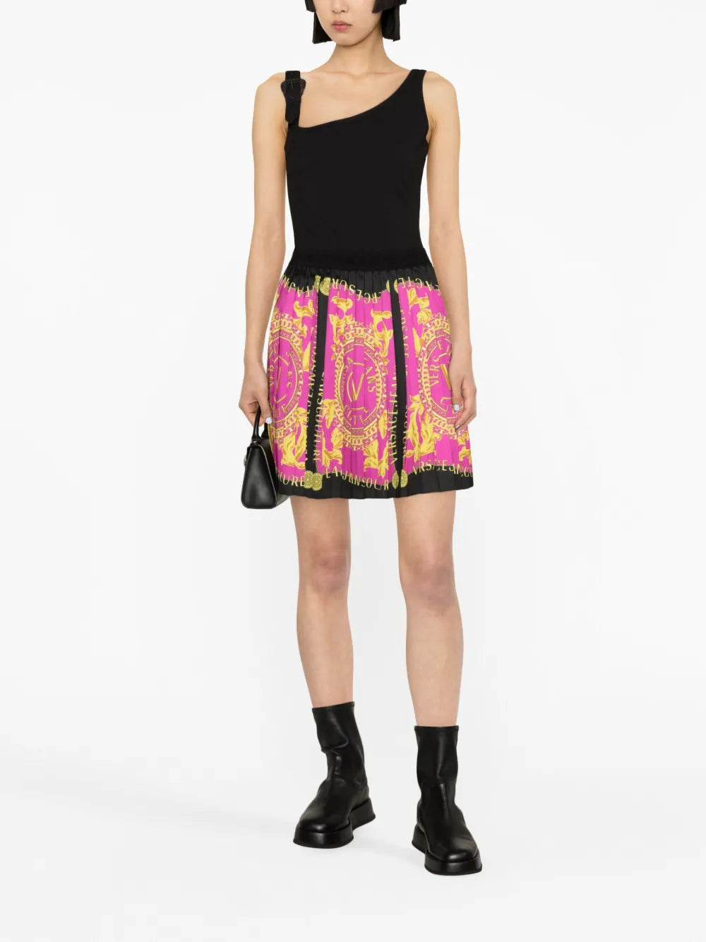Logo Couture Pleated Miniskirt
