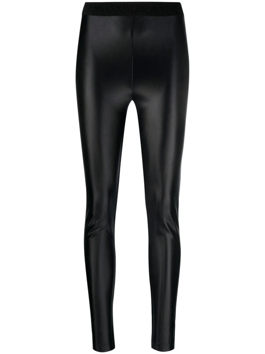 Logo-Waistband Coated Leggings