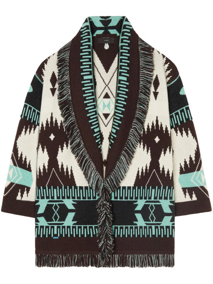 Icon Jacquard Fringed Cardigan