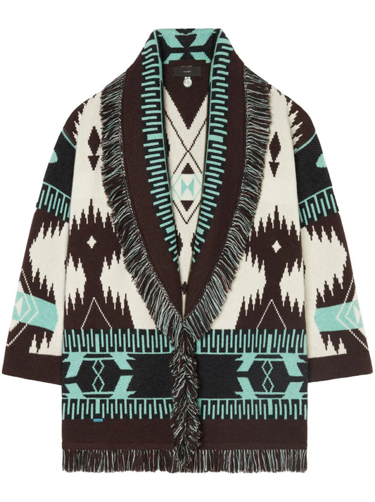 Icon Jacquard Fringed Cardigan