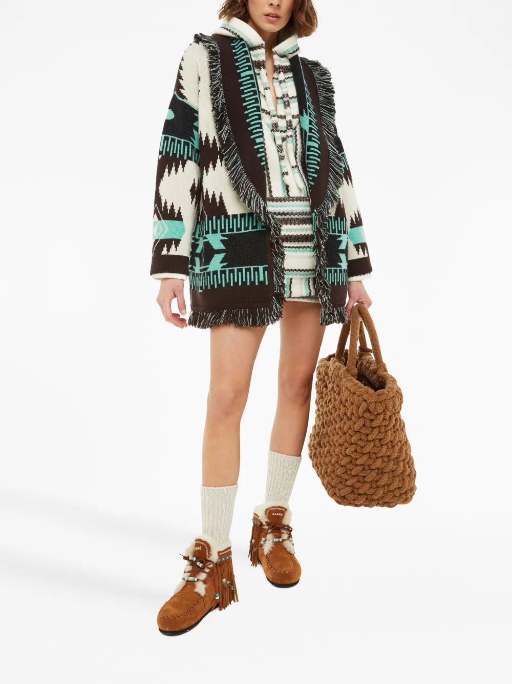 Icon Jacquard Fringed Cardigan