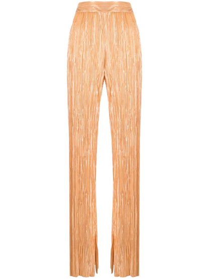 Straight-Leg Plissé Trousers