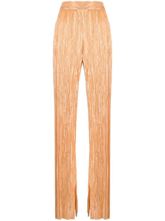 Straight-Leg Plissé Trousers