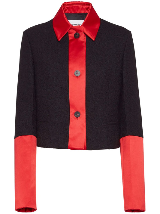 Colour-Block Cropped Jacket