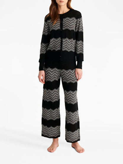 Sugar Chevron-Pattern Wide Trousers