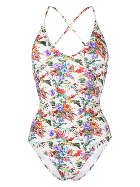 Mara Floral-Print Scoop-Neck Swimsuit