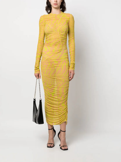 Star-Print Mesh Dress