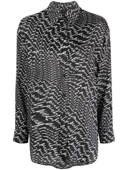 Logo-Print Spread-Collar Shirt