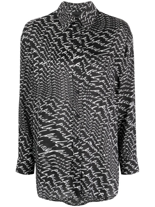 Logo-Print Spread-Collar Shirt