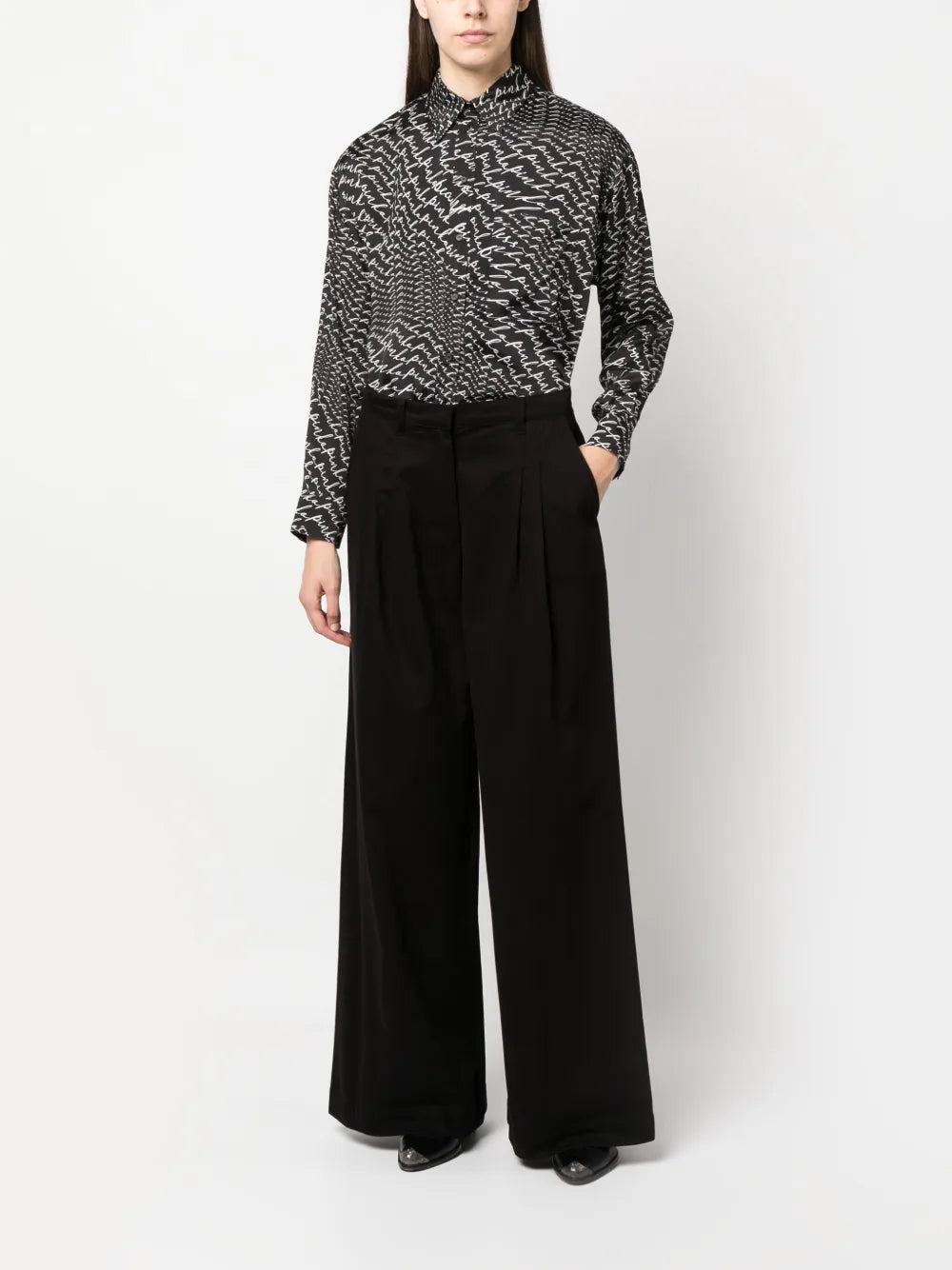 Logo-Print Spread-Collar Shirt