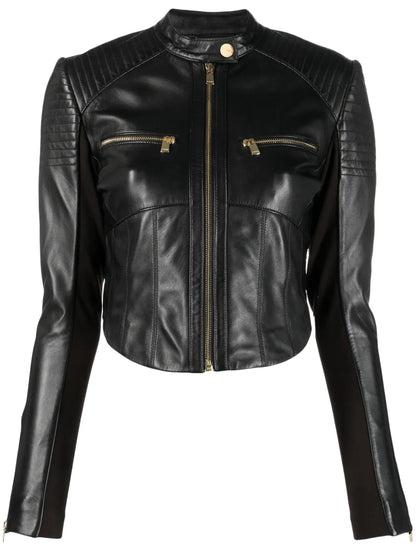 Band-Collar Faux-Fur Jacket