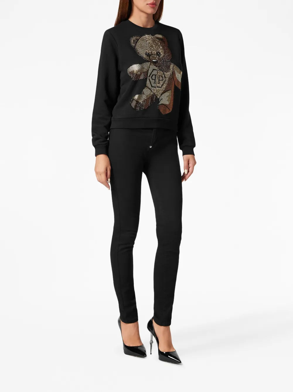 Teddy Bear Crystal-Embellished Sweatshirt