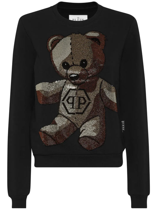 Teddy Bear Crystal-Embellished Sweatshirt